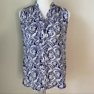 CAbi blue plaza sleeveless popover XS
